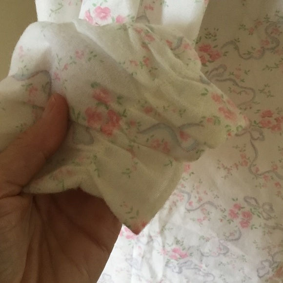 Vintage Stardust Long Sleeve Floral Cotton Nightgown Lace Satin Embroidered Trim - Picture 8 of 10